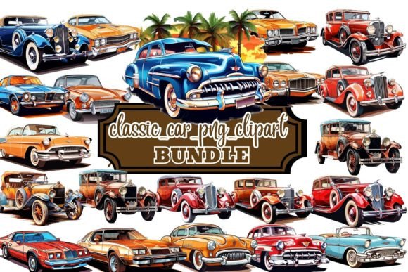 Download Vintage and Classic Car Clipart Bundle - Car Collection