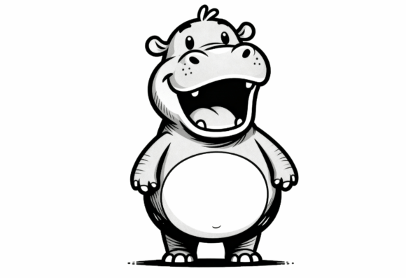 Download Cute Cartoon Hippo Illustration - Car Collection