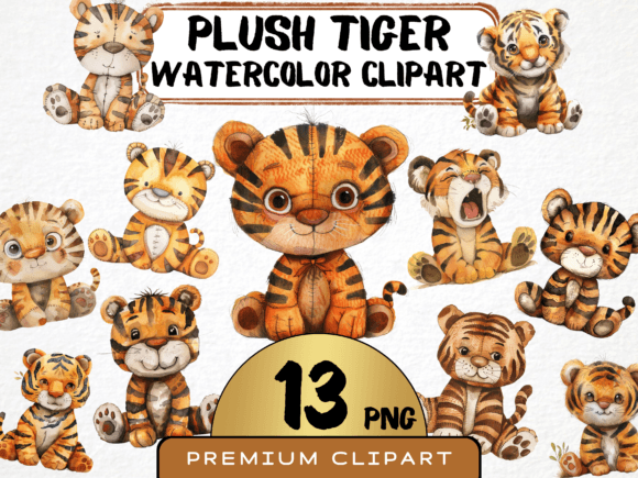 Download Watercolor Plush Tiger Clipart - Tiger Collection