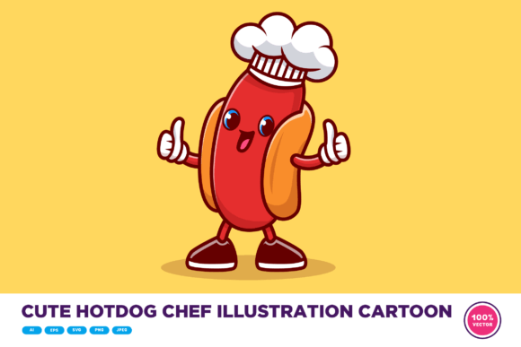 Download Cute Hotdog Chef Illustration Cartoon - Car Collection