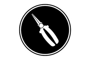 Download Pliers White Icon on Black Circle - Vector - White Collection