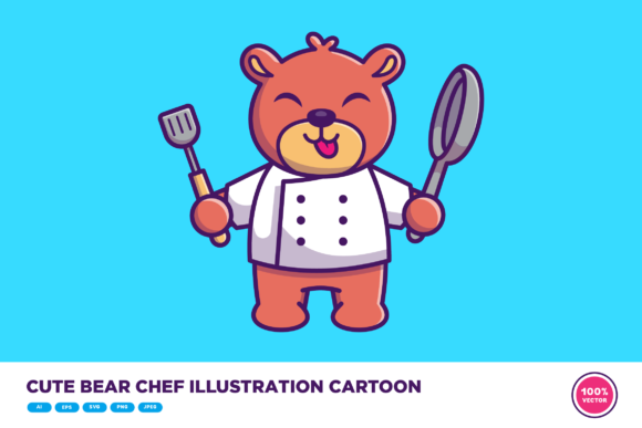 Download Cute Bear Chef Illustration Cartoon - Car Collection
