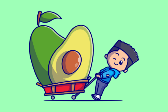 Download Cute Boy with Avocado Cartoon - Car Collection
