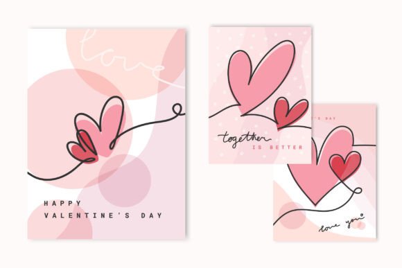 Download Valentine Cards with One Line Hearts - Car Collection