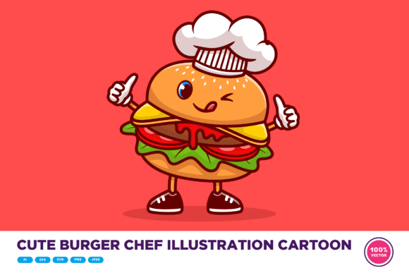 Download Cute Burger Chef Illustration Cartoon - Car Collection
