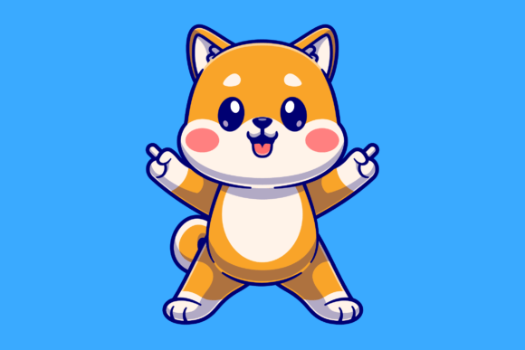 Download Cute Shiba Inu Dog Celebrating Cartoon - Car Collection