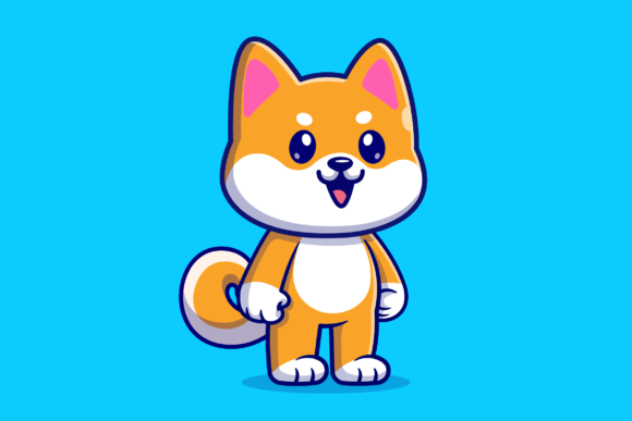 Download Cute Shiba Inu Dog Standing Cartoon - Car Collection