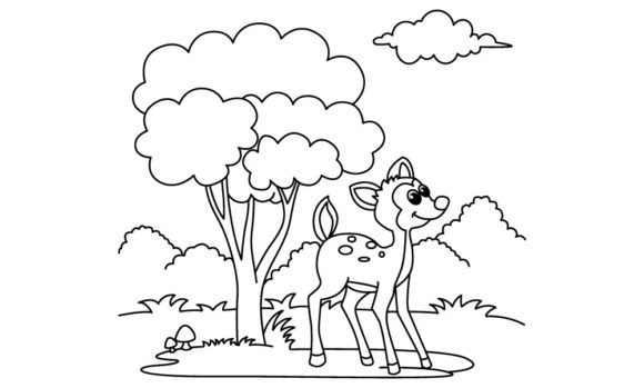 Download Funny Deer Cartoon Vector Coloring Page - Car Collection