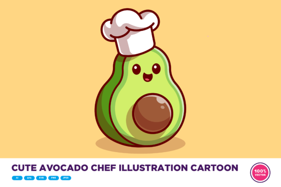 Download Cute Avocado Chef Illustration Cartoon - Car Collection