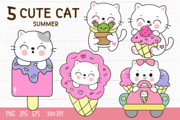 Download Cute Cat Summer Kawaii Kitten Cartoon - Car Collection