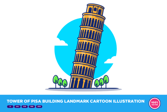 Download Tower of Pisa Building Landmark Cartoon - Car Collection