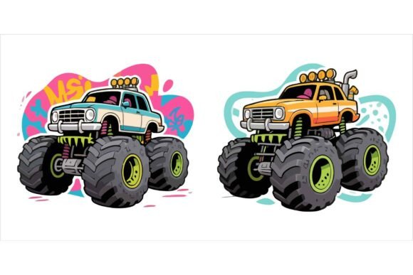 Download Monster Car Vectors EPS Bundle - Car Collection