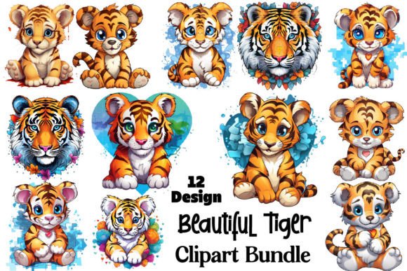 Download Beautiful Tiger Clipart PNG Bundle - Tiger Collection
