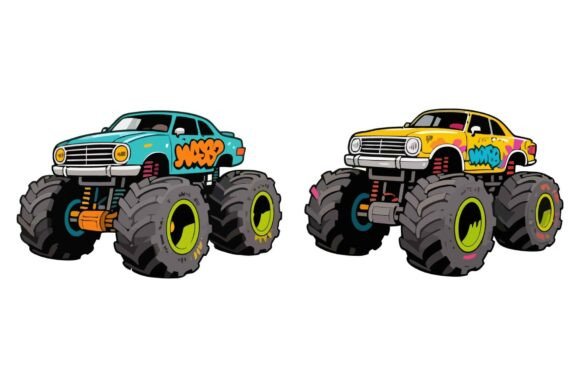 Download Monster Car Vectors EPS Bundle - Car Collection