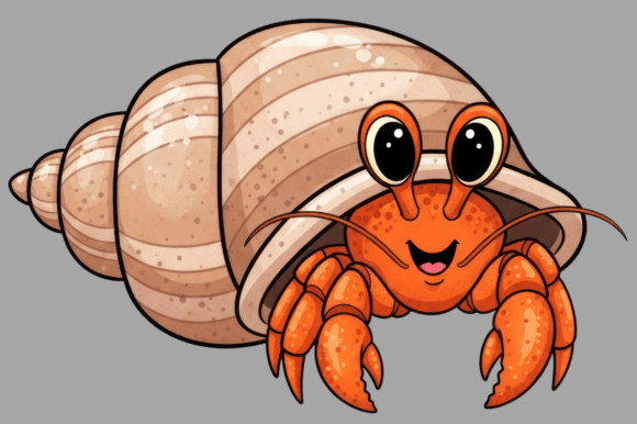 Download Cute Cartoon Hermit Crab in a Striped - Car Collection
