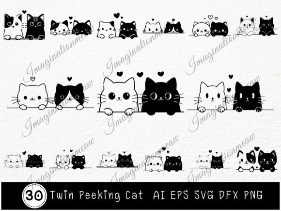 Download Twin Peeking Cat Cartoon Bundle Svg - Car Collection