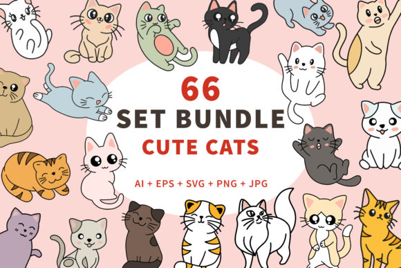 Download 66 Bundle Cute Cats Kitten Cartoon Happy - Car Collection