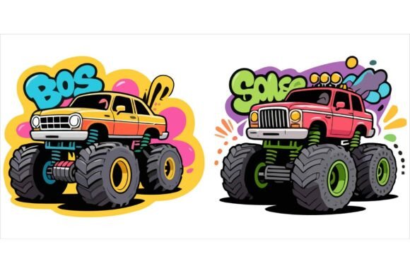 Download Monster Car Vectors EPS Bundle - Car Collection
