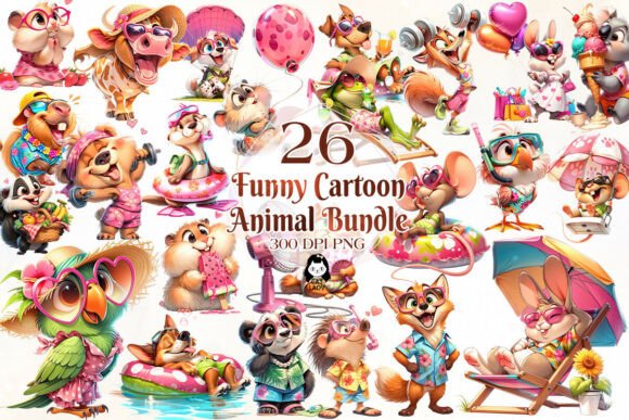Download Funny Cartoon Summer Animal Clipart - Car Collection