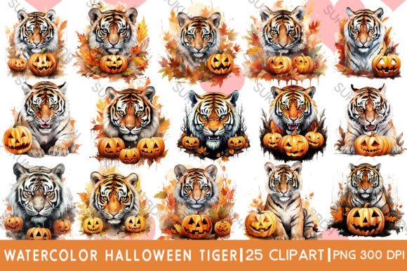 Download Watercolor Halloween Tiger Clipart - Tiger Collection