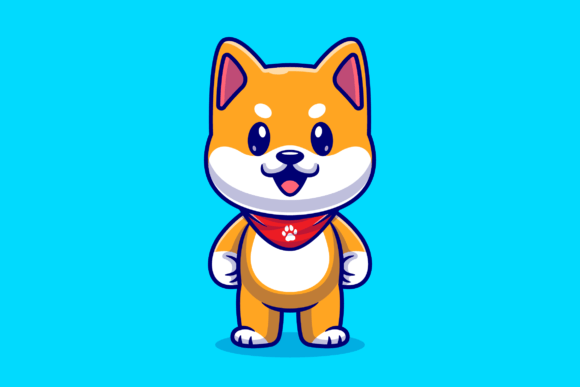Download Cute Shiba Inu Dog Standing Cartoon - Car Collection