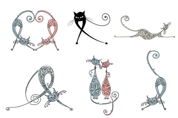 Download Set Hand Drawn Funny Cat Cartoon Doodle - Car Collection