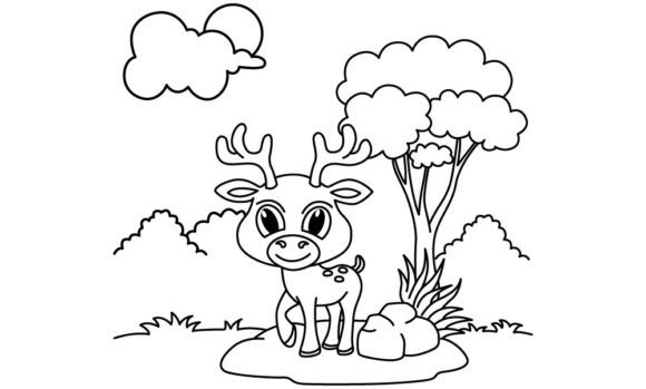 Download Funny Deer Cartoon Vector Coloring Page - Car Collection