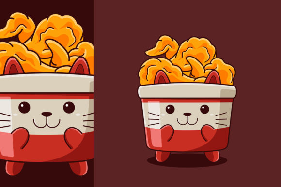 Download Cute Fried Chicken Cat Vector Cartoon - Car Collection