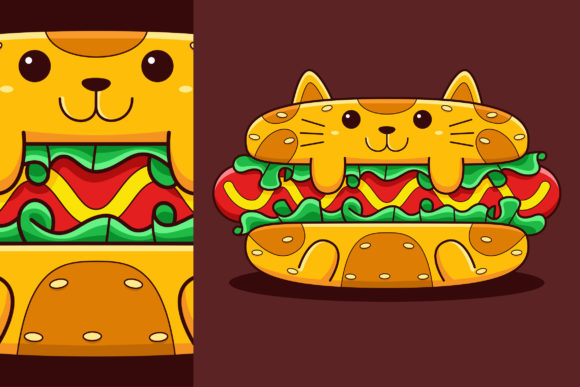 Download Cute Hot Dog Cat Vector Cartoon Style - Car Collection