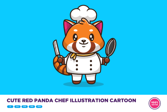 Download Cute Red Panda Chef Illustration Cartoon - Car Collection