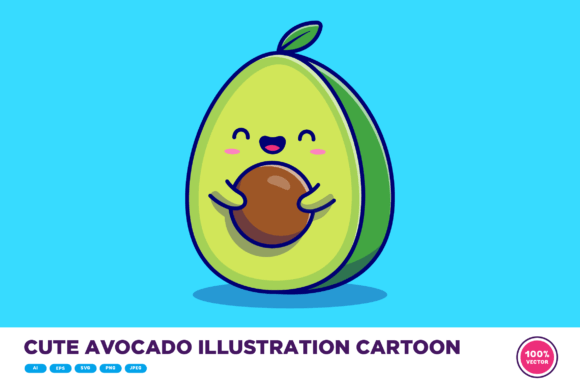 Download Cute Avocado Illustration Cartoon - Car Collection